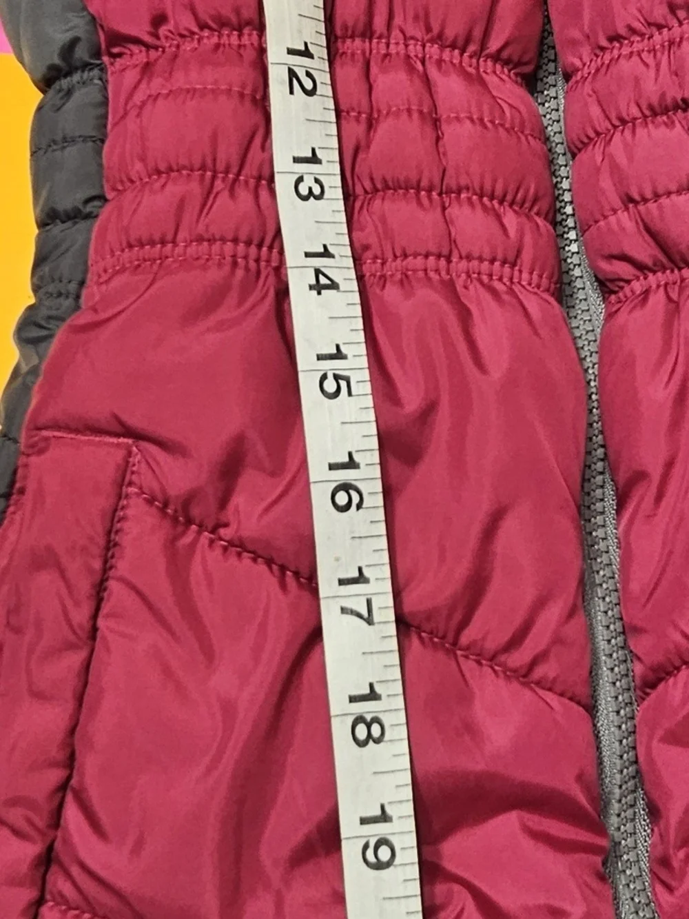 Calvin Klein Jeans Girls Pink Puffer Jacket with Gray Side Panels Flaw.See Pics!